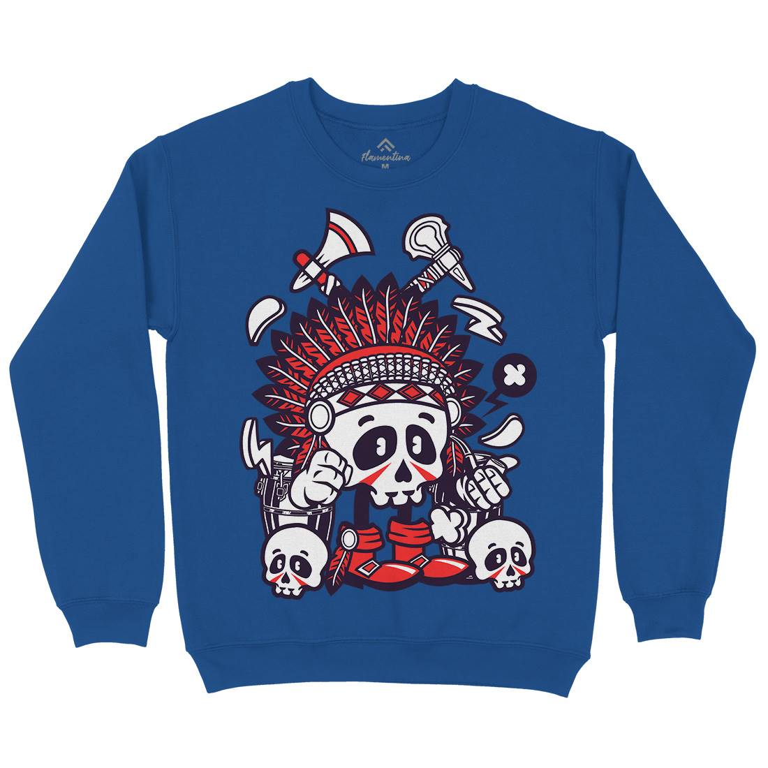 Indian Chief Skull Mens Crew Neck Sweatshirt American C153