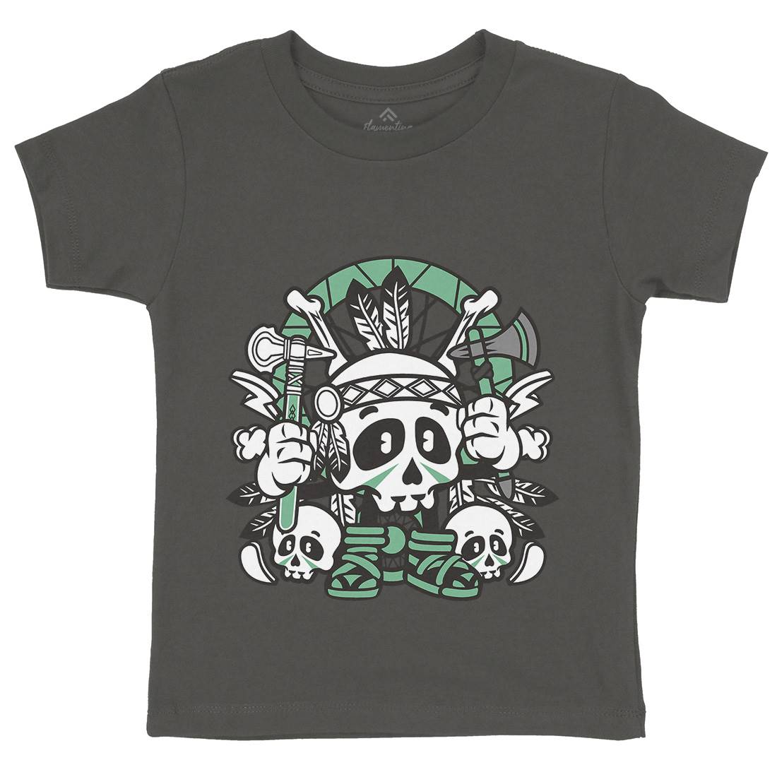 Indian Skull Kids Crew Neck T-Shirt American C154