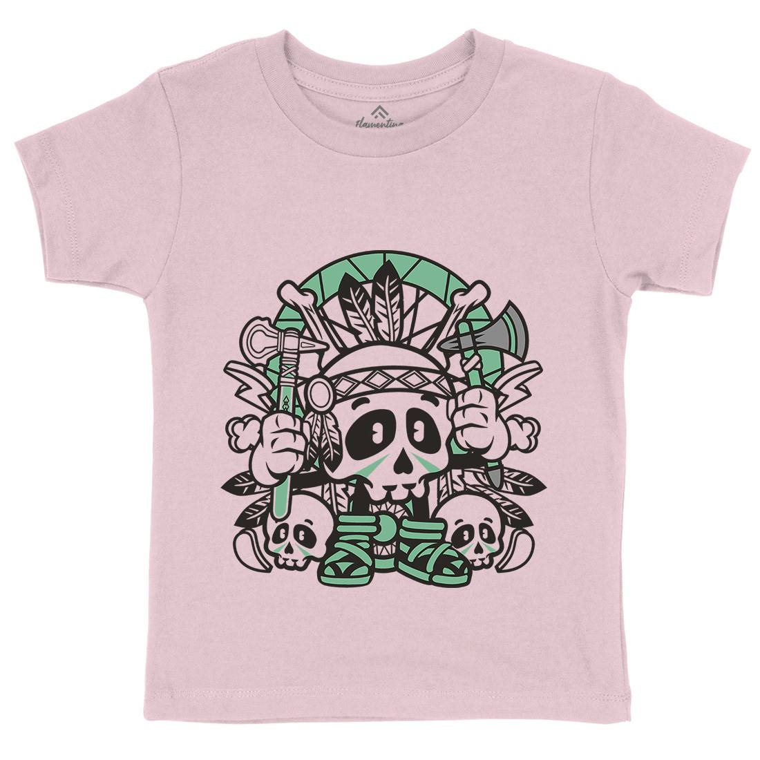 Indian Skull Kids Organic Crew Neck T-Shirt American C154