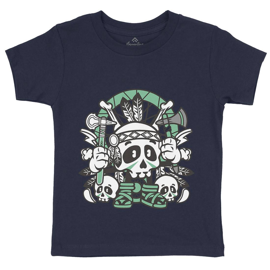 Indian Skull Kids Crew Neck T-Shirt American C154