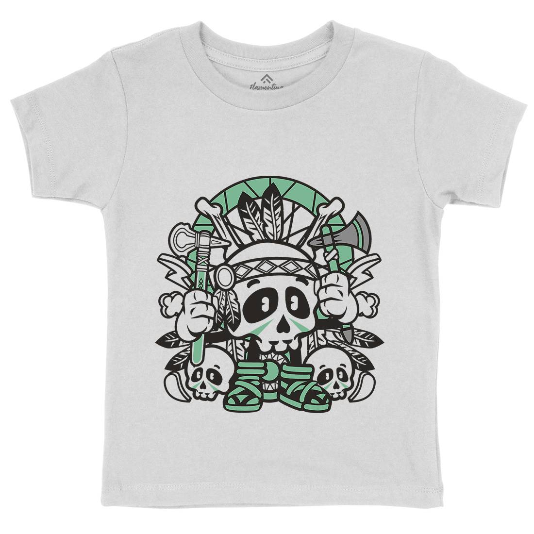 Indian Skull Kids Organic Crew Neck T-Shirt American C154