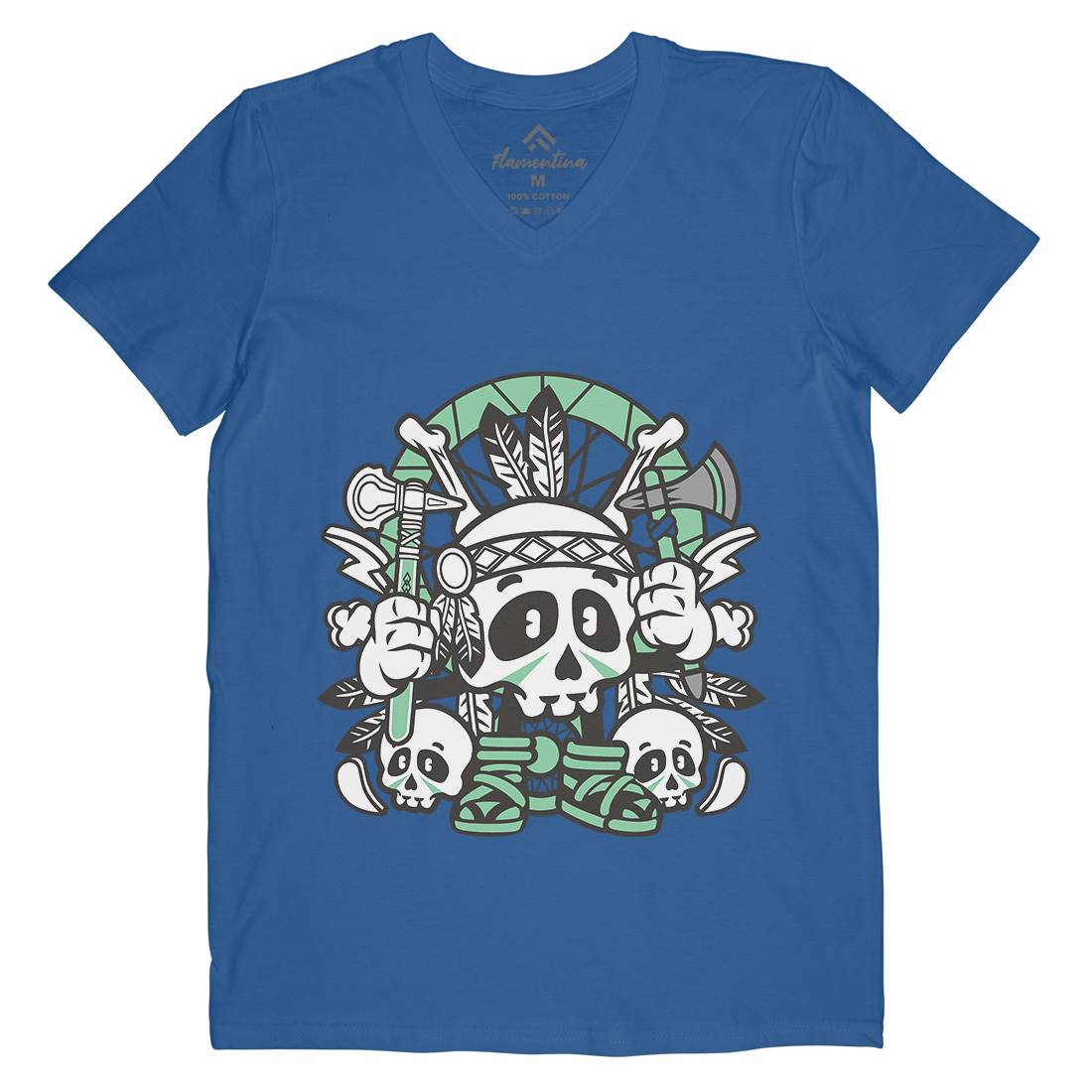 Indian Skull Mens V-Neck T-Shirt American C154