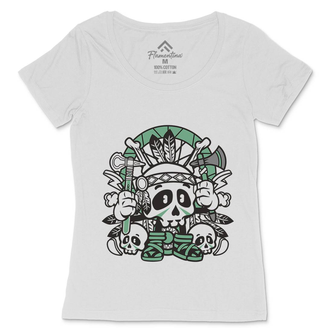 Indian Skull Womens Scoop Neck T-Shirt American C154