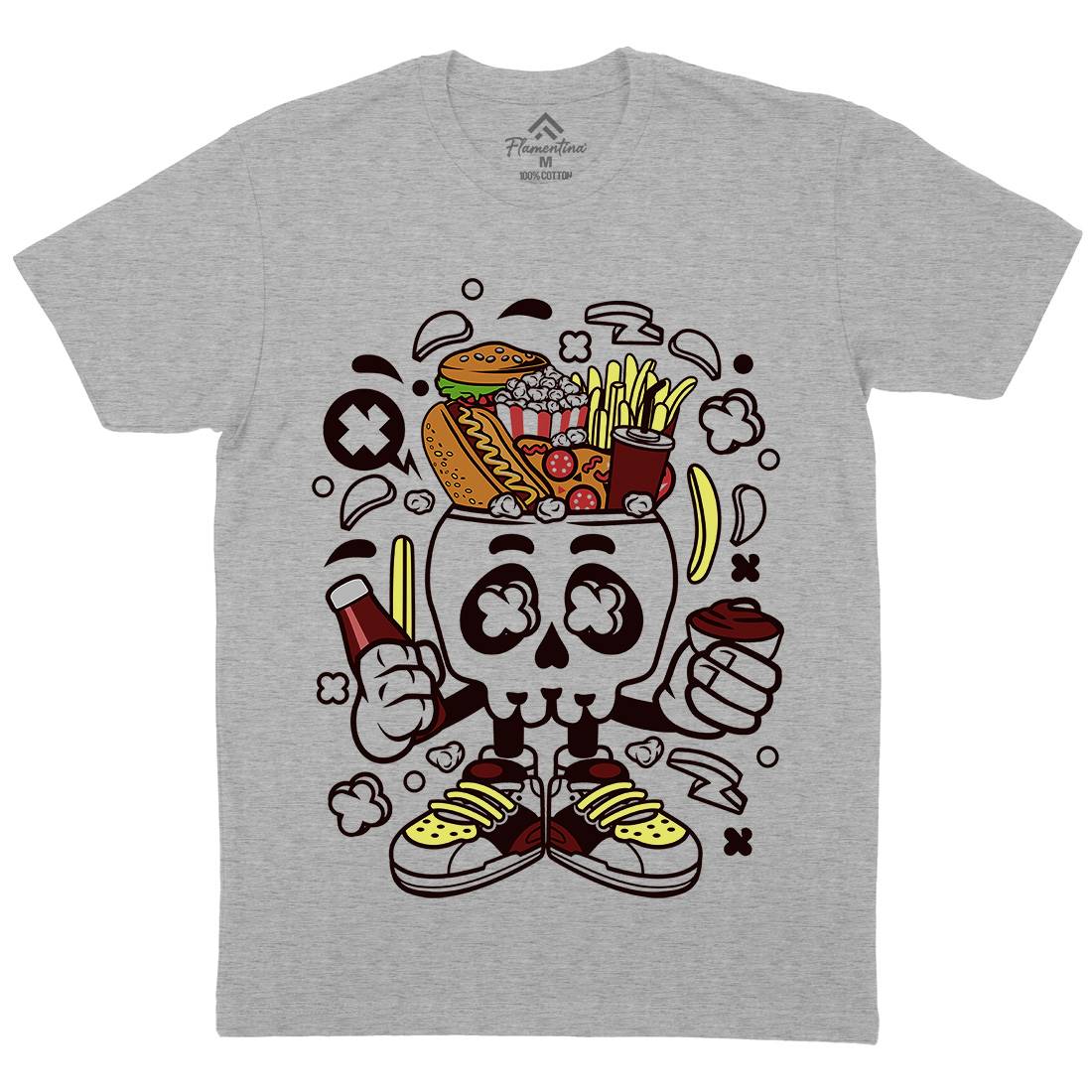 Junk Skull Mens Organic Crew Neck T-Shirt Food C157
