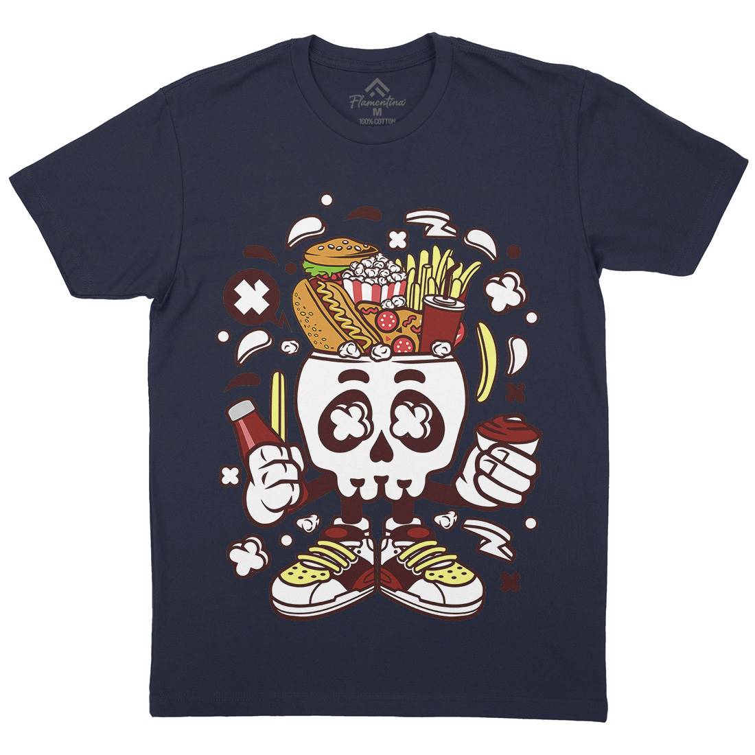 Junk Skull Mens Organic Crew Neck T-Shirt Food C157