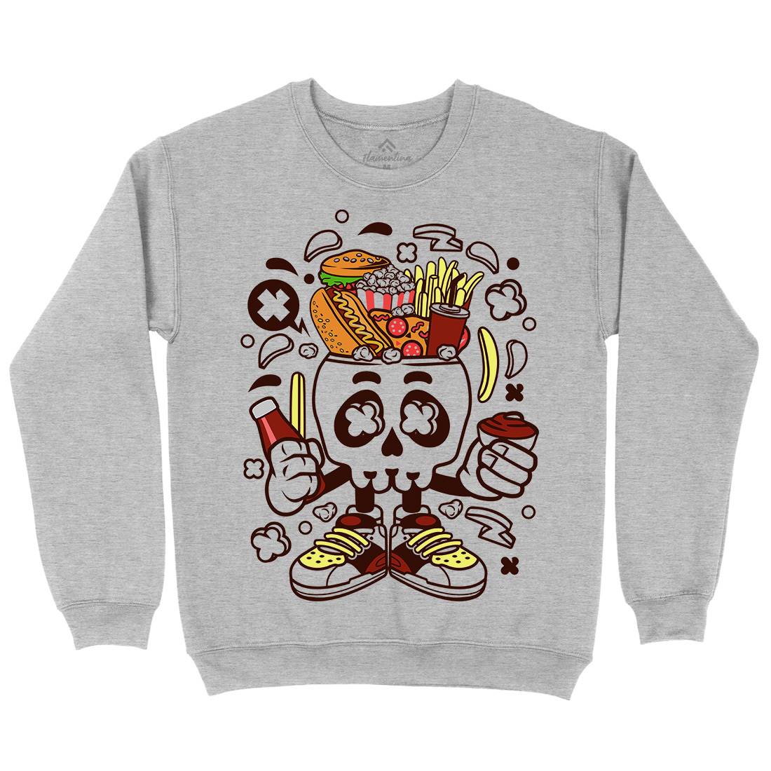 Junk Skull Mens Crew Neck Sweatshirt Food C157