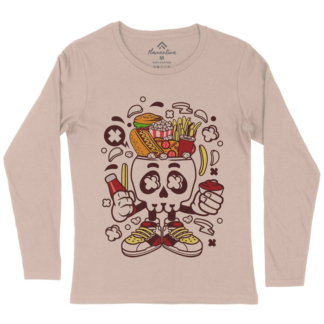 Junk Skull Womens Long Sleeve T-Shirt Food C157