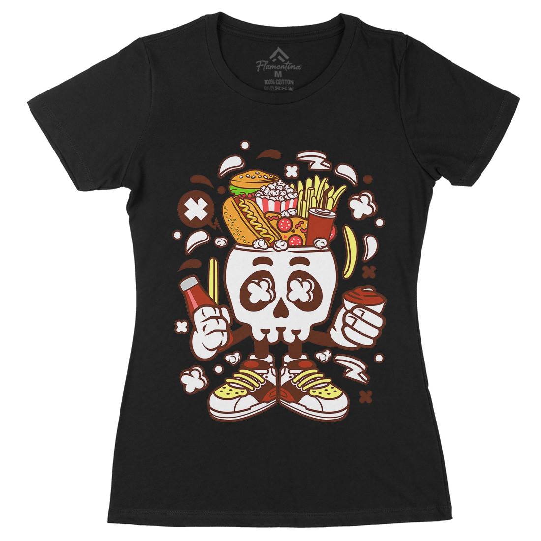 Junk Skull Womens Organic Crew Neck T-Shirt Food C157
