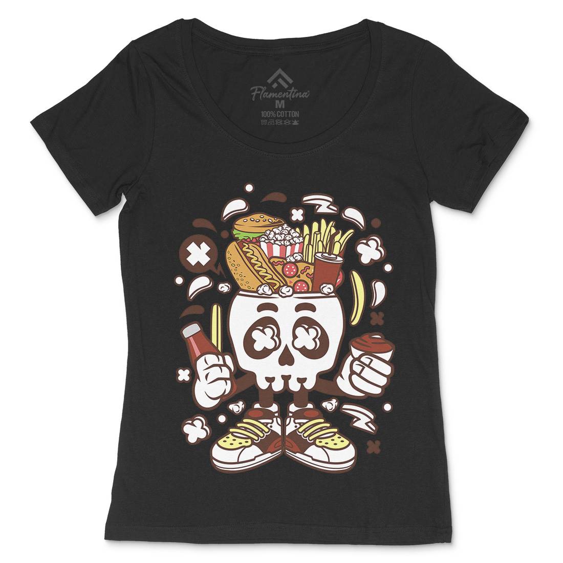 Junk Skull Womens Scoop Neck T-Shirt Food C157