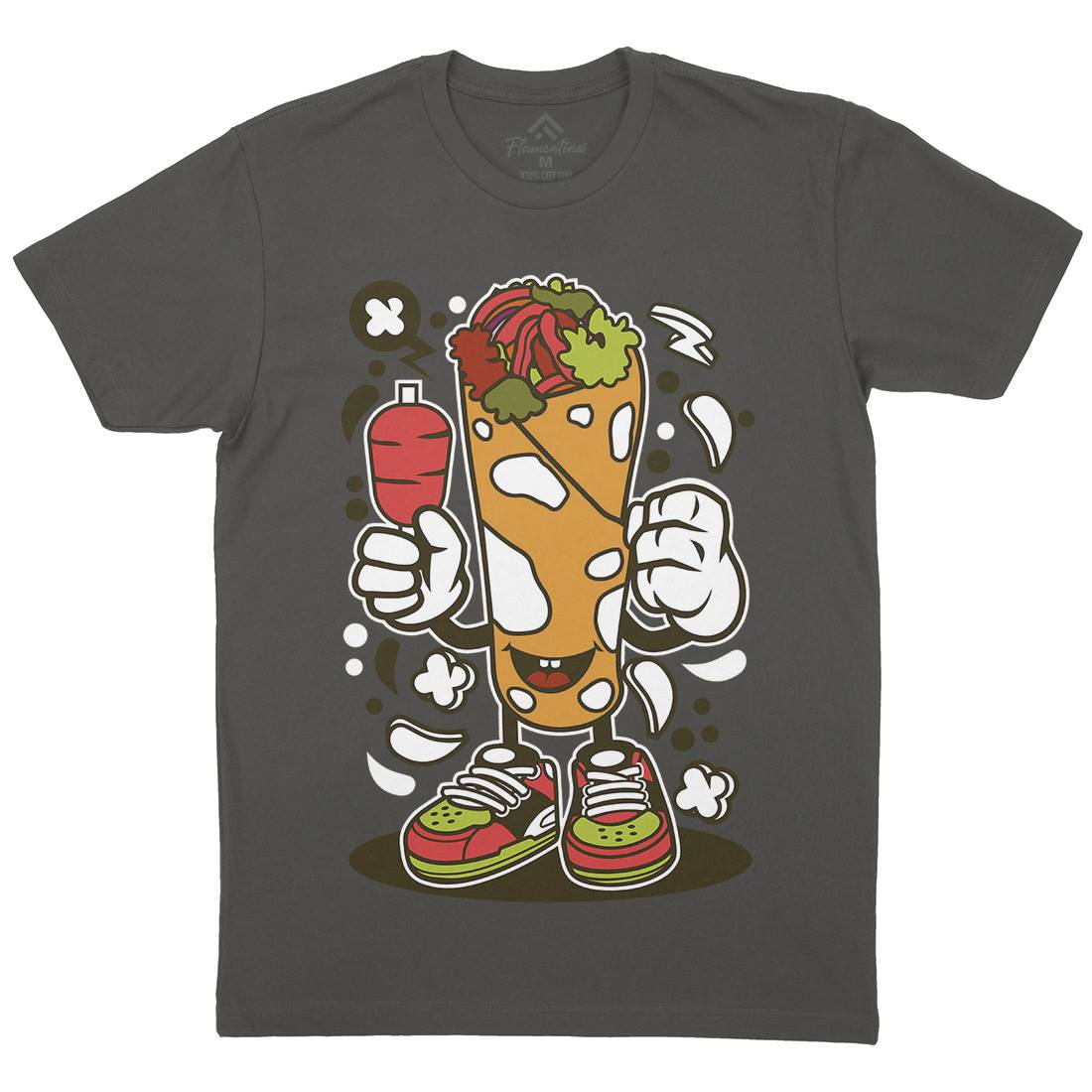Kebab Mens Organic Crew Neck T-Shirt Food C158