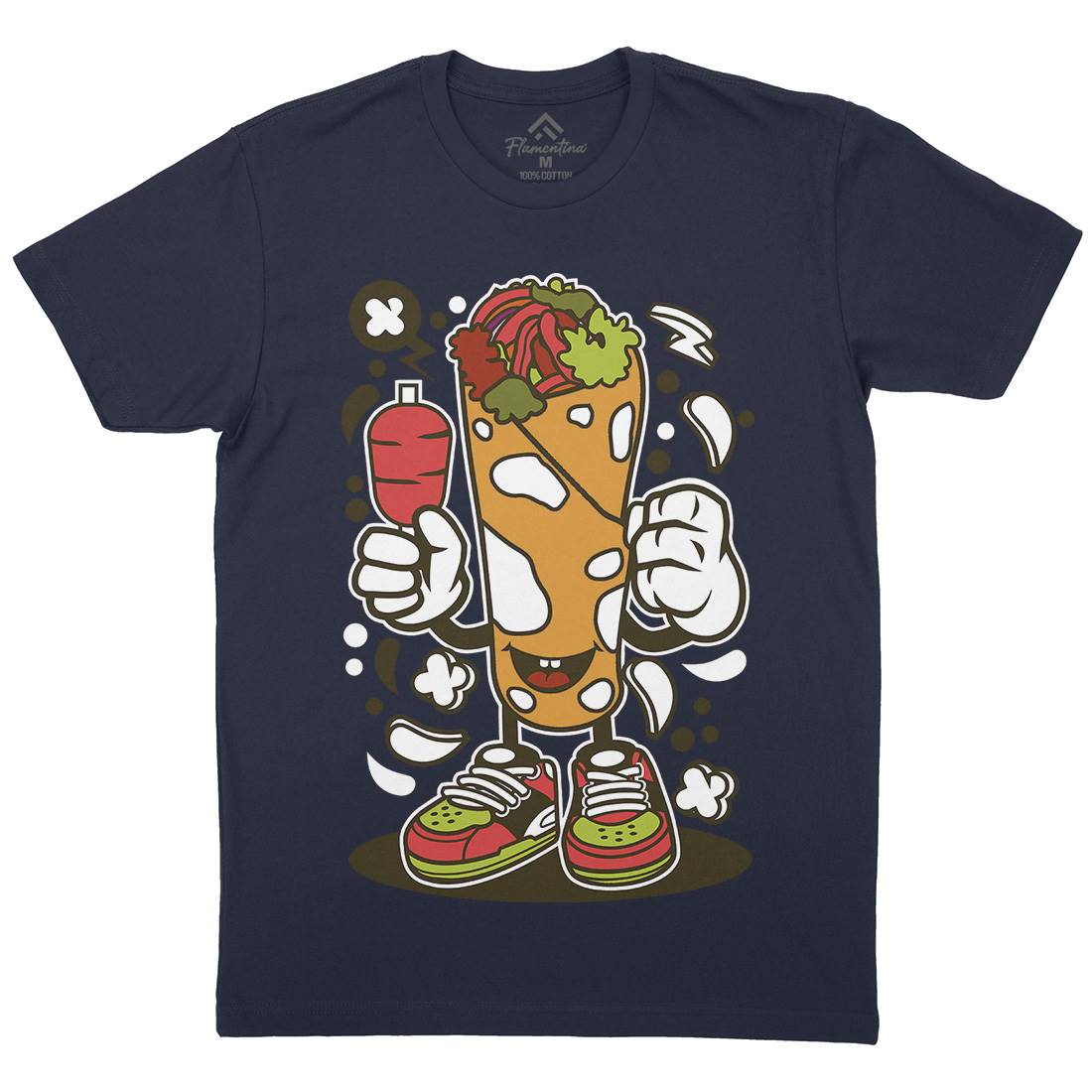 Kebab Mens Organic Crew Neck T-Shirt Food C158