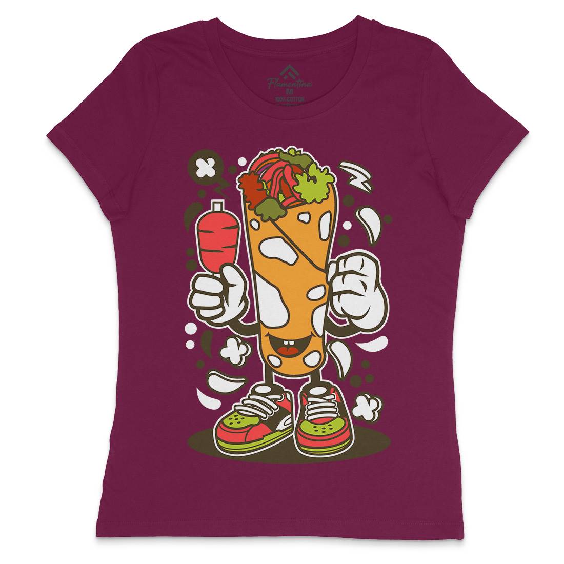 Kebab Womens Crew Neck T-Shirt Food C158