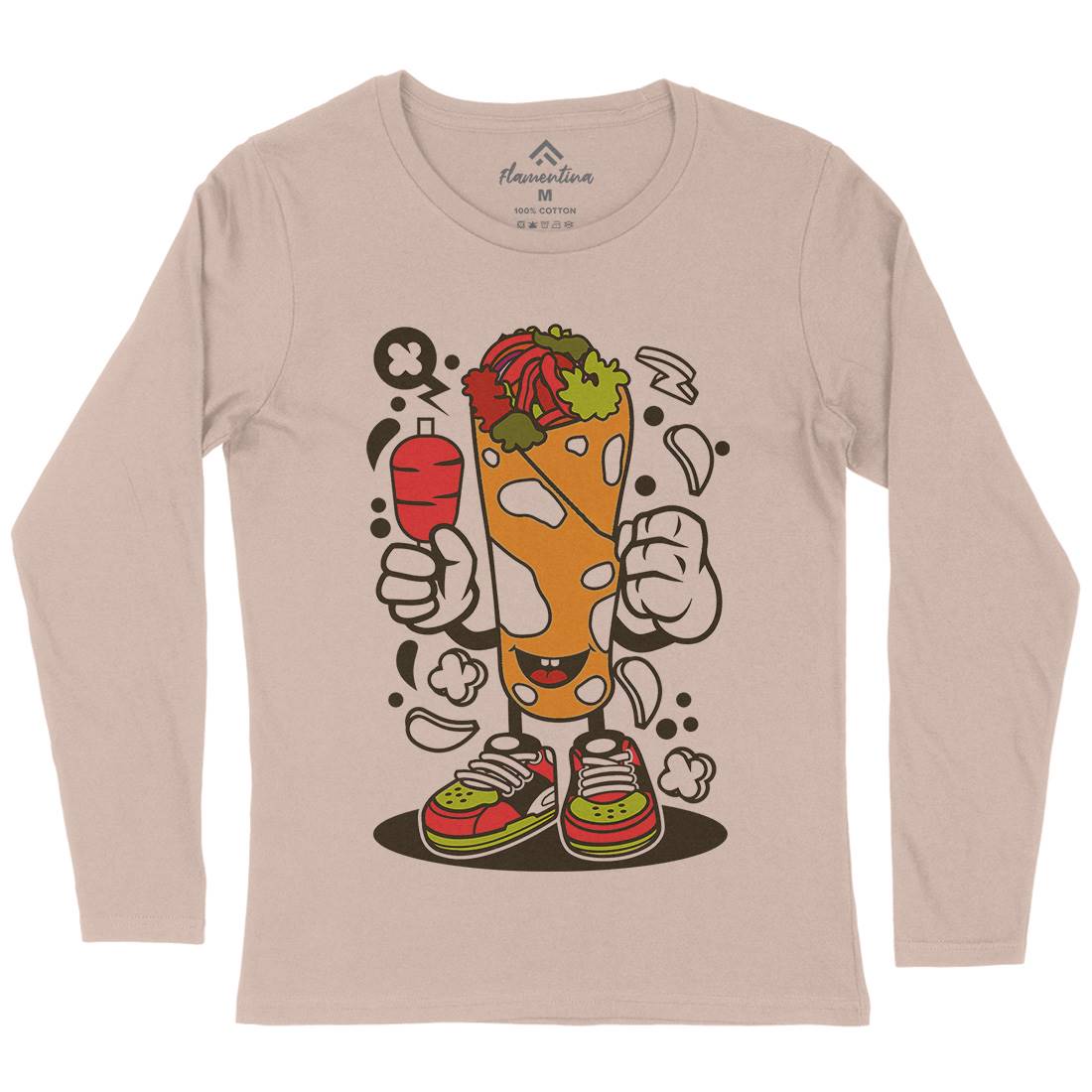 Kebab Womens Long Sleeve T-Shirt Food C158