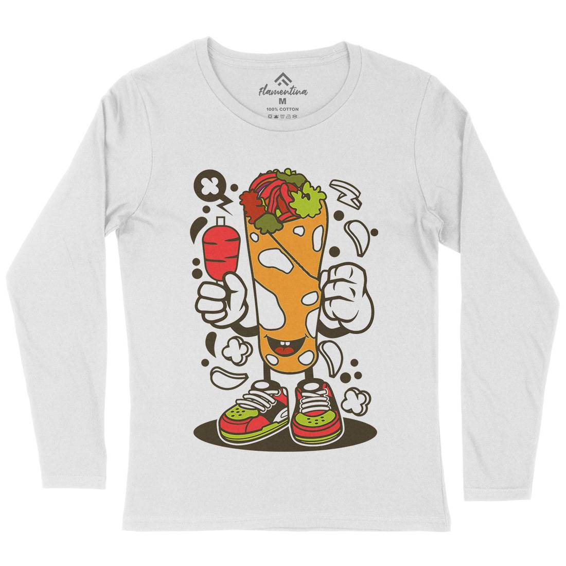 Kebab Womens Long Sleeve T-Shirt Food C158