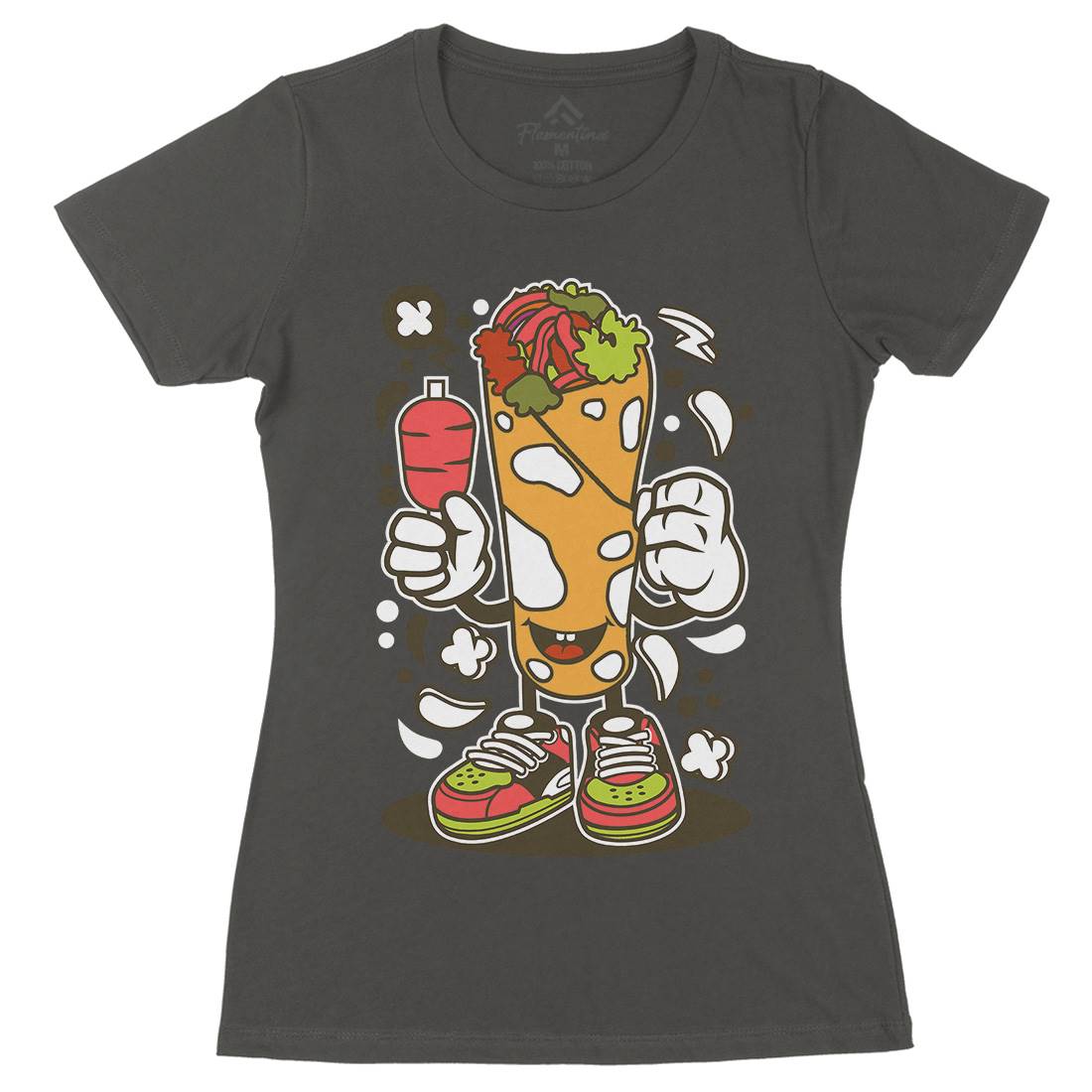 Kebab Womens Organic Crew Neck T-Shirt Food C158