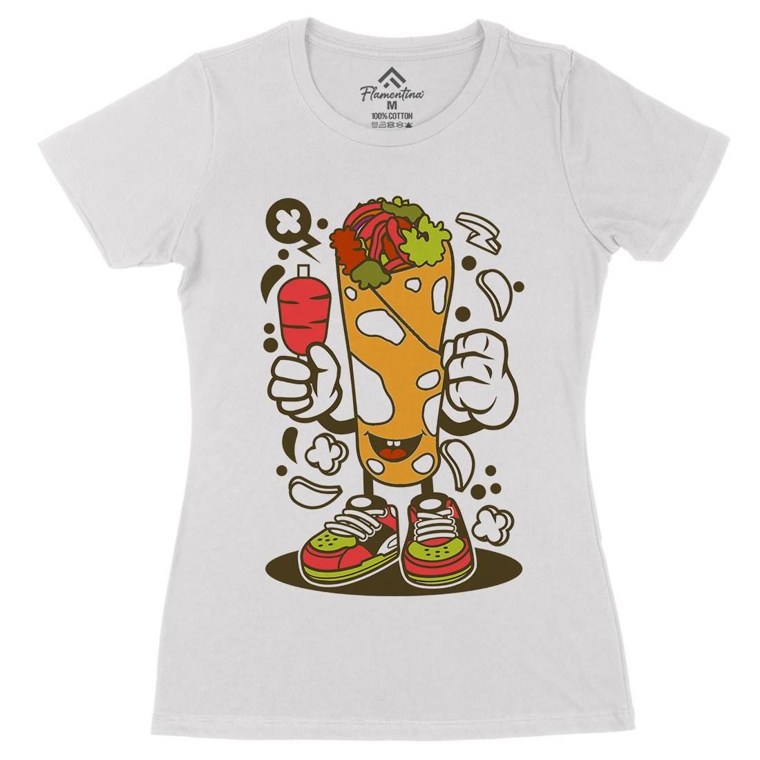Kebab Womens Organic Crew Neck T-Shirt Food C158