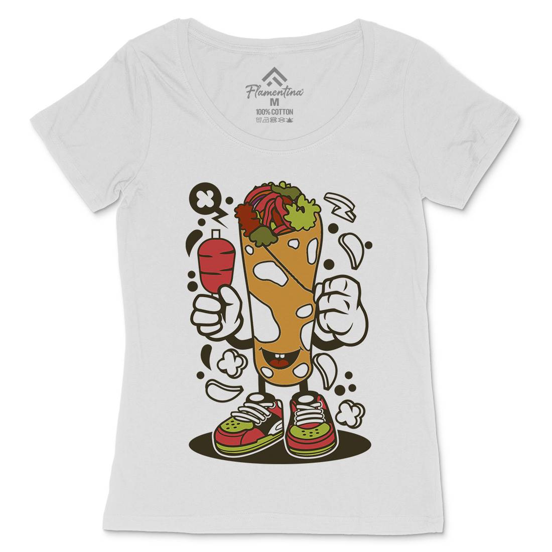 Kebab Womens Scoop Neck T-Shirt Food C158