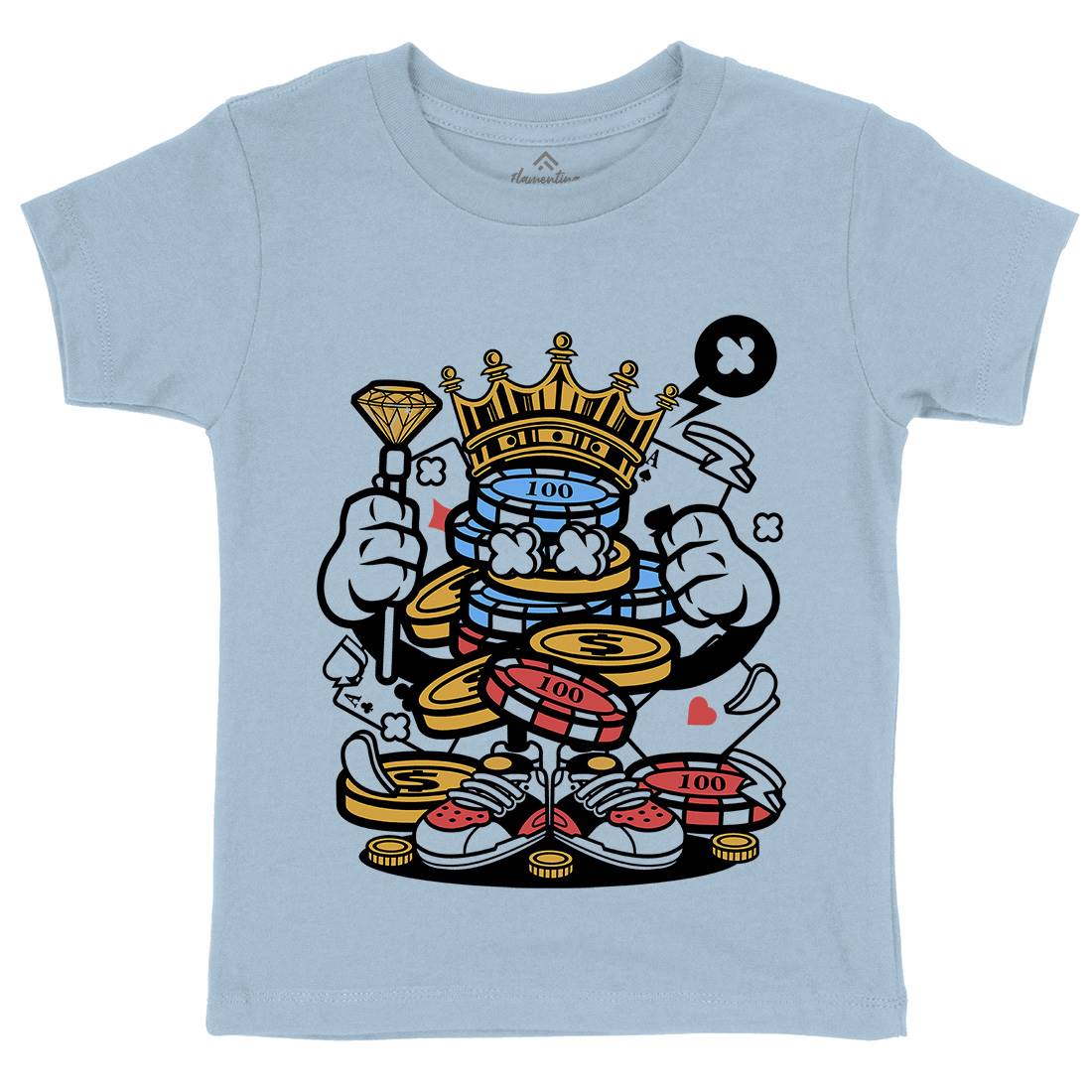 King Of Gambler Kids Organic Crew Neck T-Shirt Retro C159