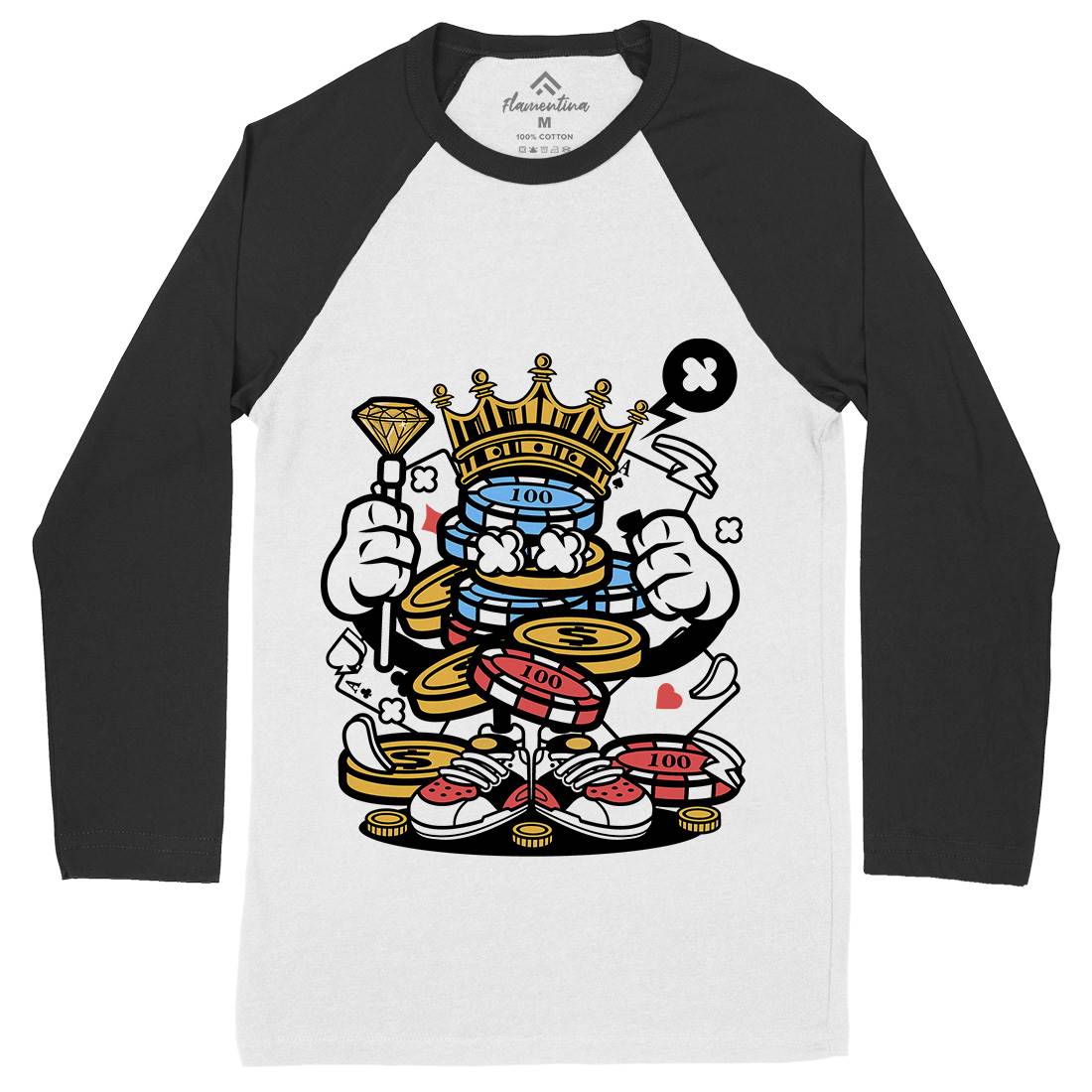 King Of Gambler Mens Long Sleeve Baseball T-Shirt Retro C159