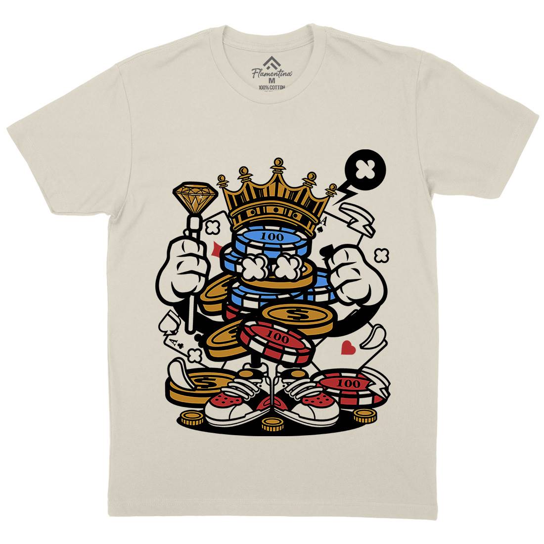 King Of Gambler Mens Organic Crew Neck T-Shirt Retro C159