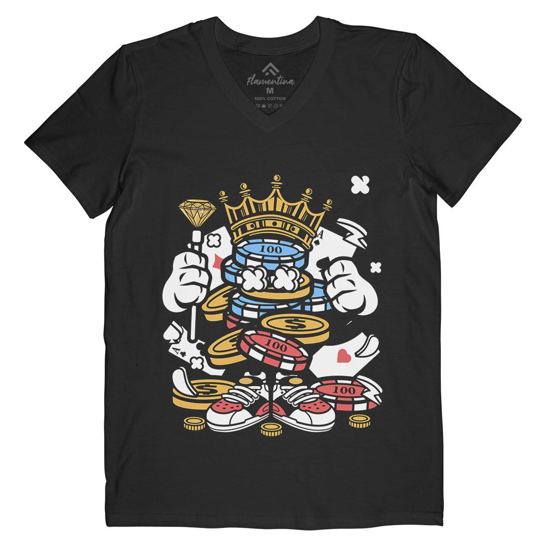 King Of Gambler Mens V-Neck T-Shirt Retro C159