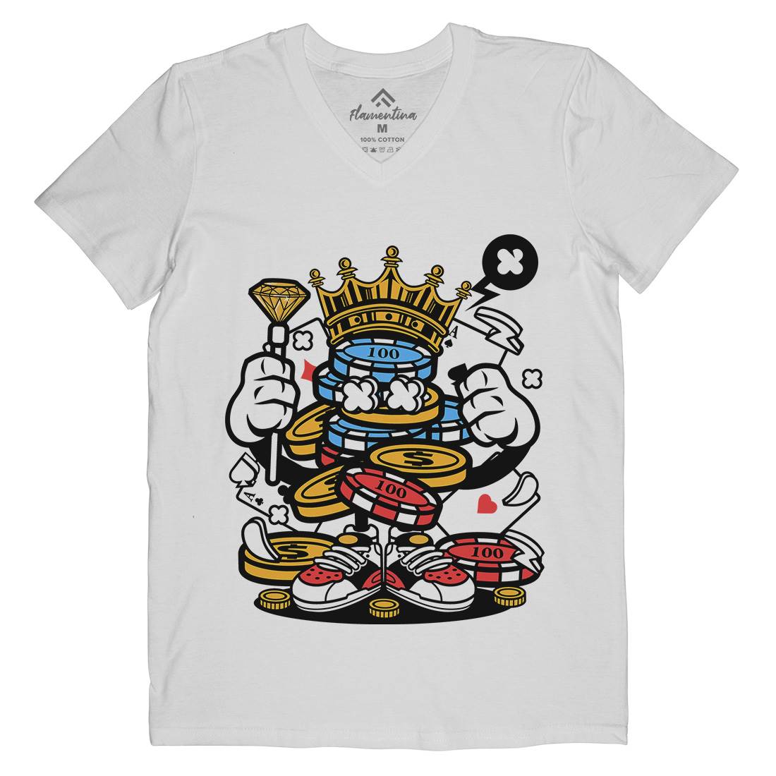 King Of Gambler Mens V-Neck T-Shirt Retro C159