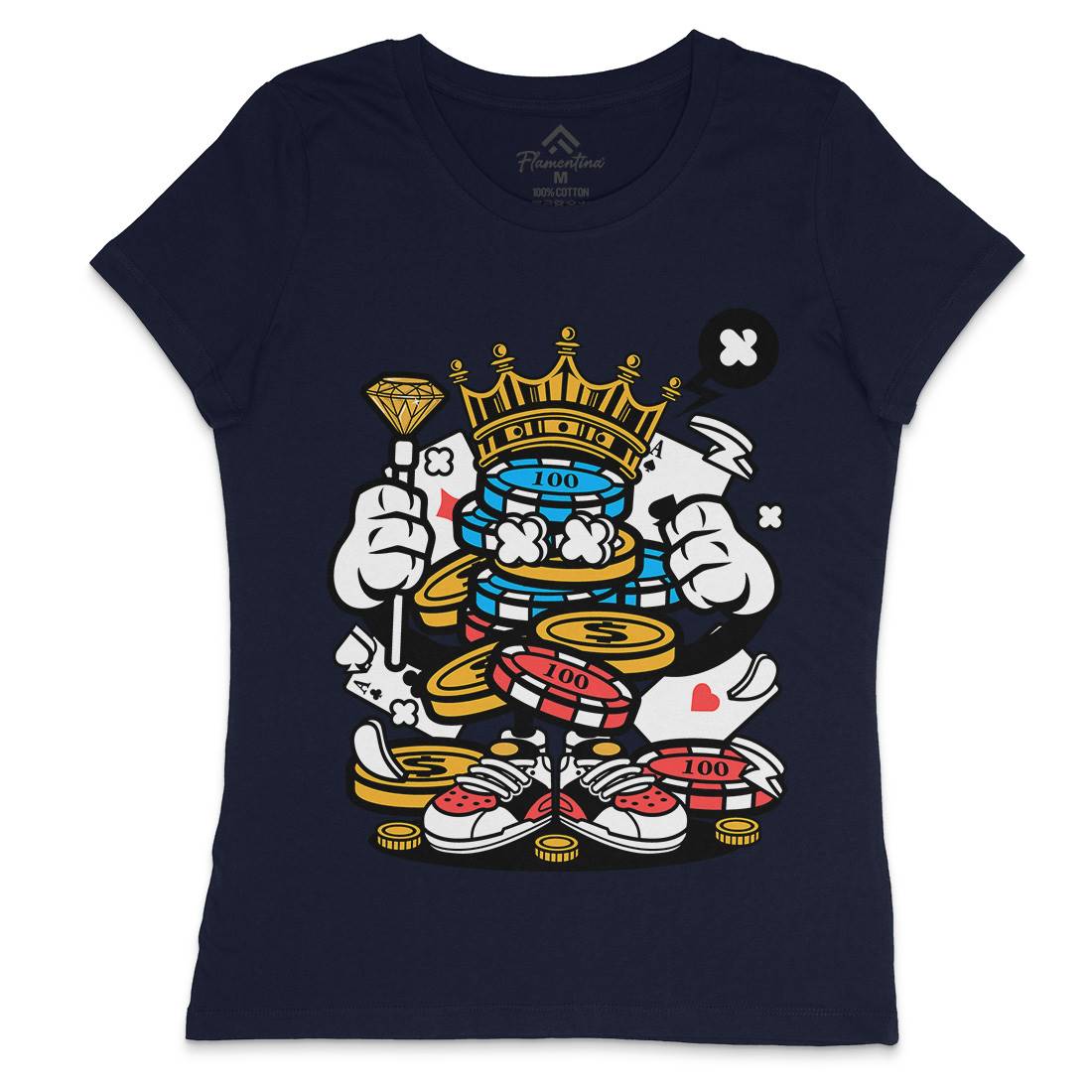 King Of Gambler Womens Crew Neck T-Shirt Retro C159