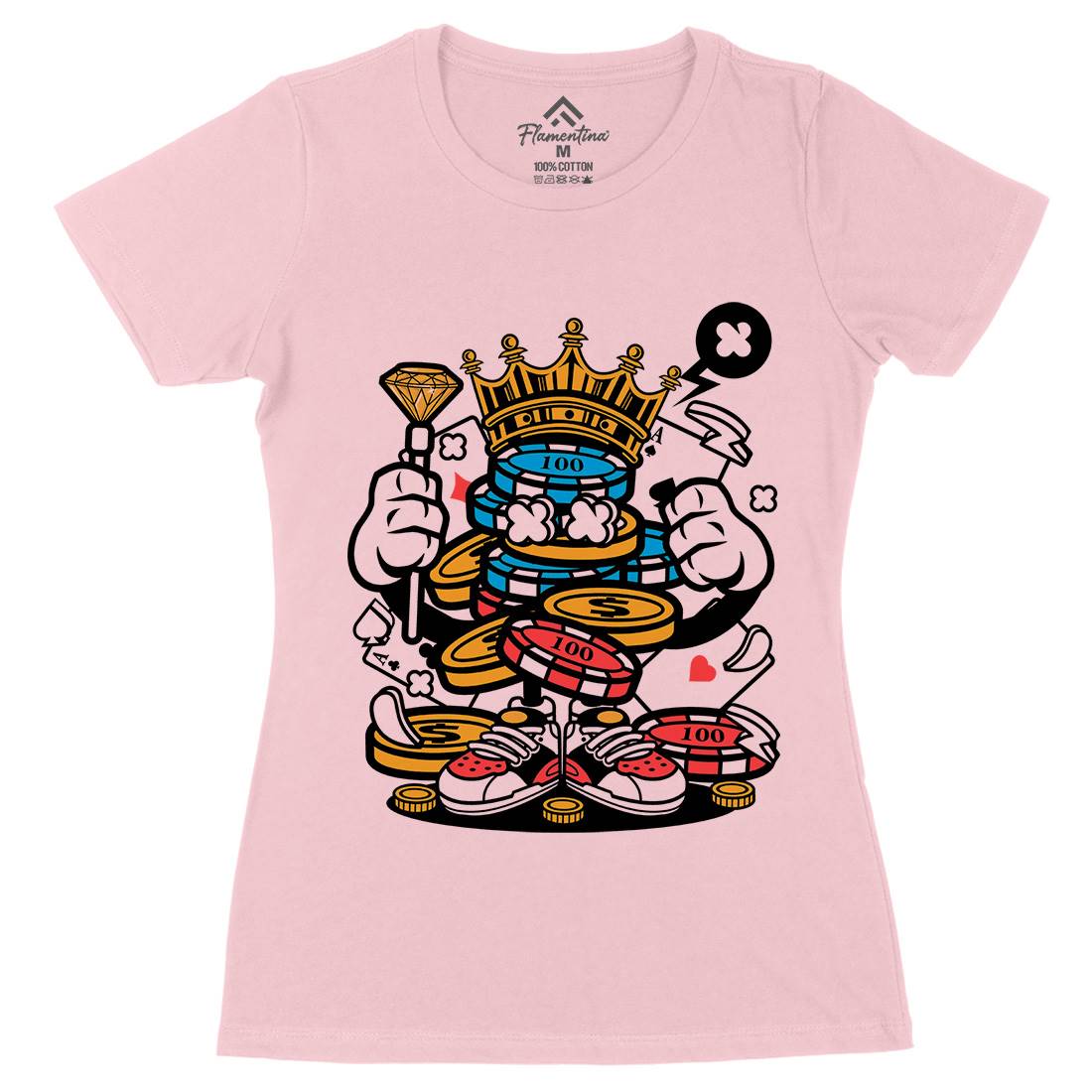 King Of Gambler Womens Organic Crew Neck T-Shirt Retro C159