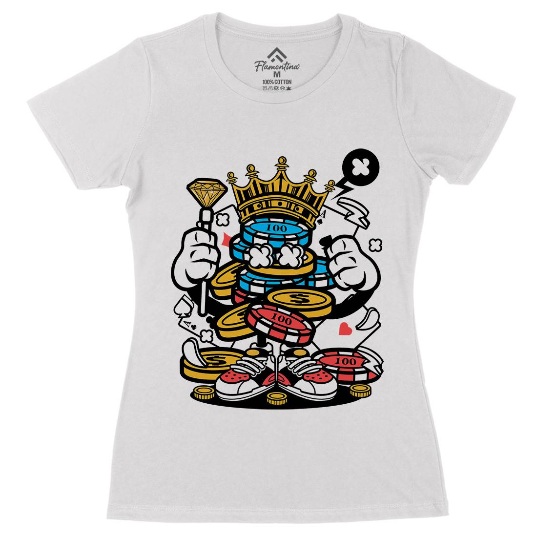 King Of Gambler Womens Organic Crew Neck T-Shirt Retro C159