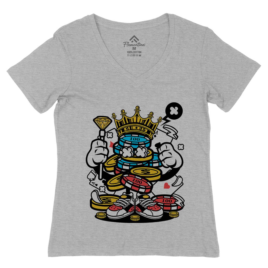 King Of Gambler Womens Organic V-Neck T-Shirt Retro C159
