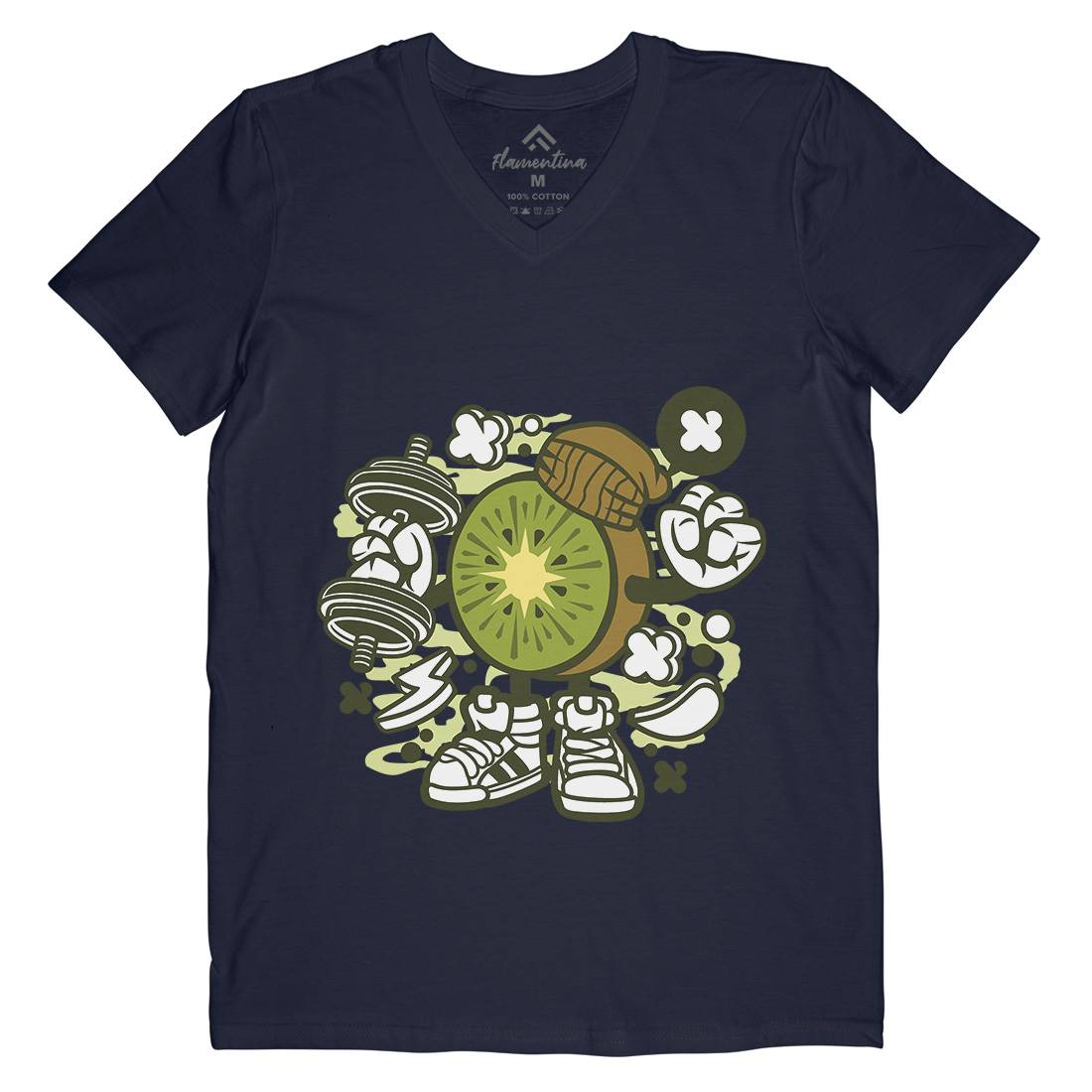 Kiwi Mens Organic V-Neck T-Shirt Food C161