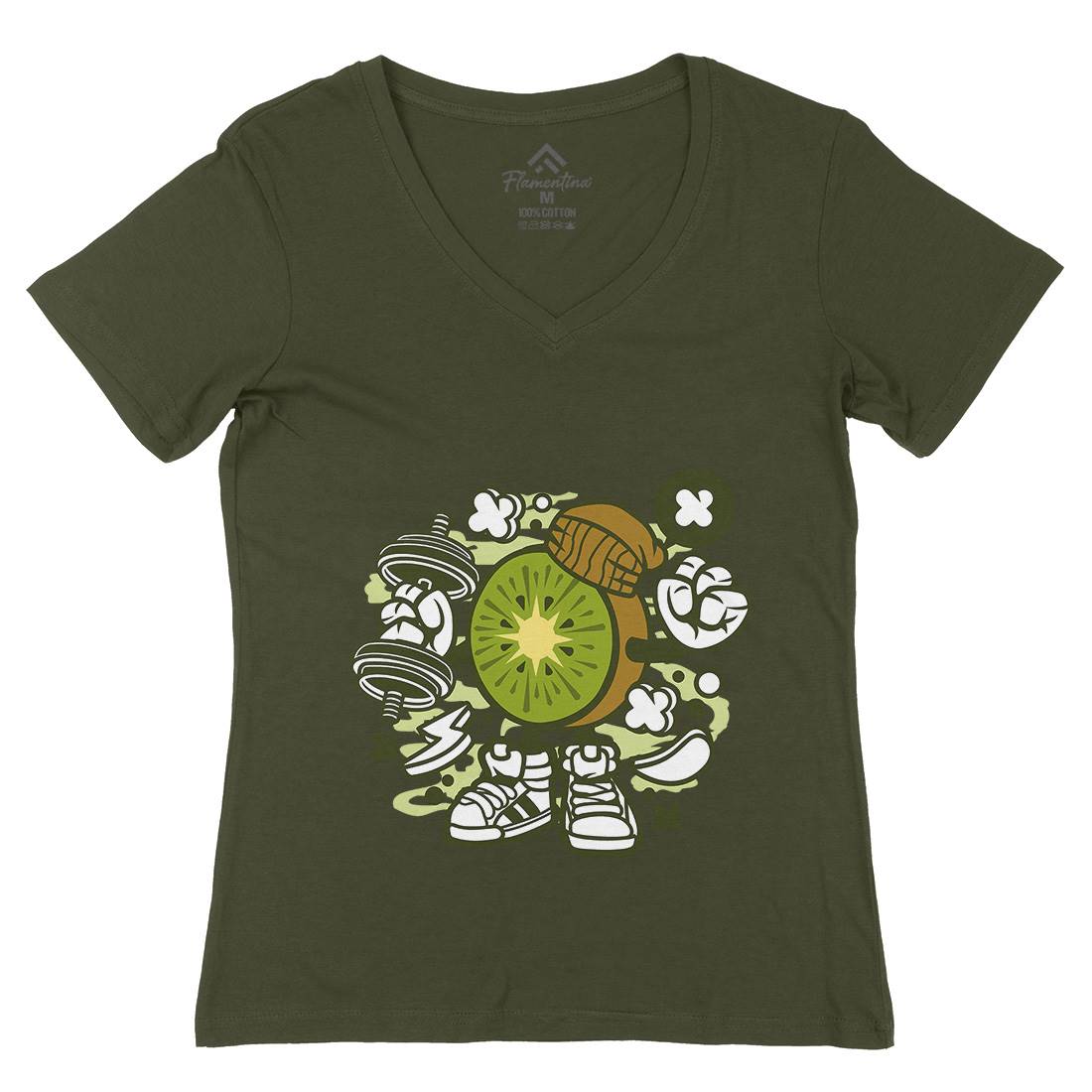 Kiwi Womens Organic V-Neck T-Shirt Food C161