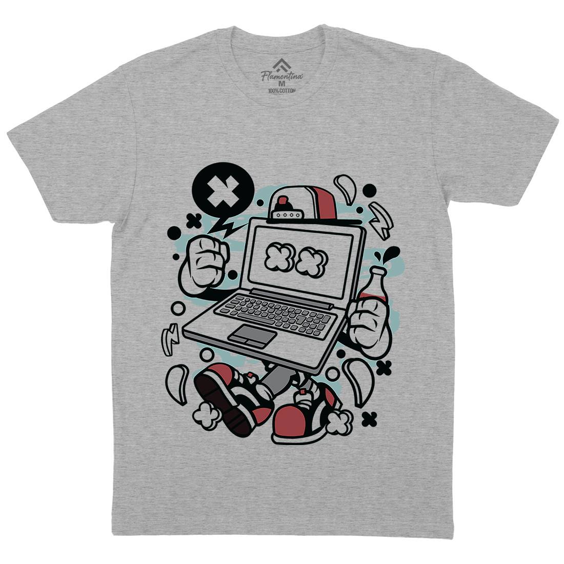 Laptop Mens Organic Crew Neck T-Shirt Media C162