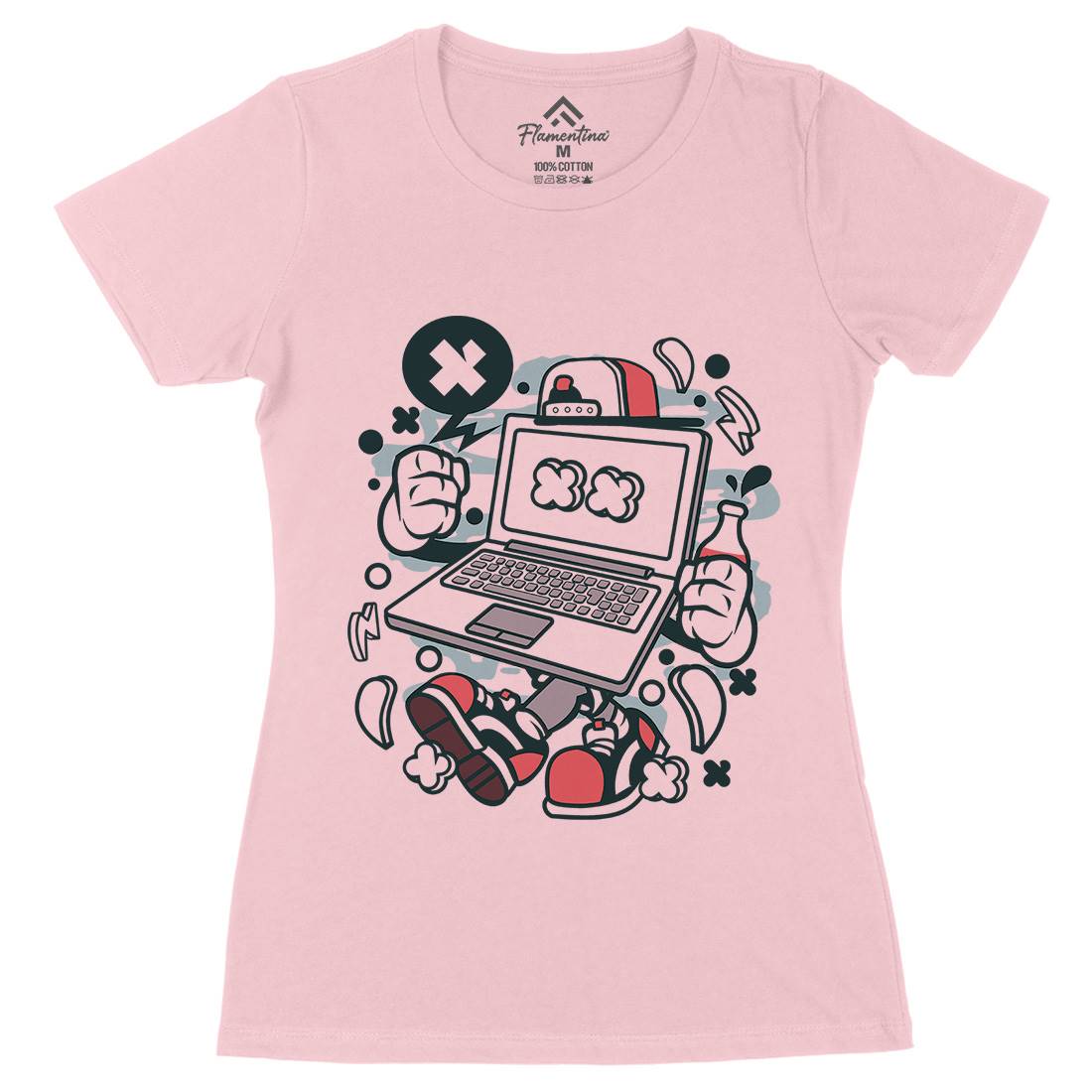 Laptop Womens Organic Crew Neck T-Shirt Media C162