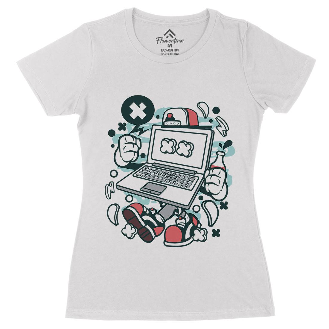 Laptop Womens Organic Crew Neck T-Shirt Media C162