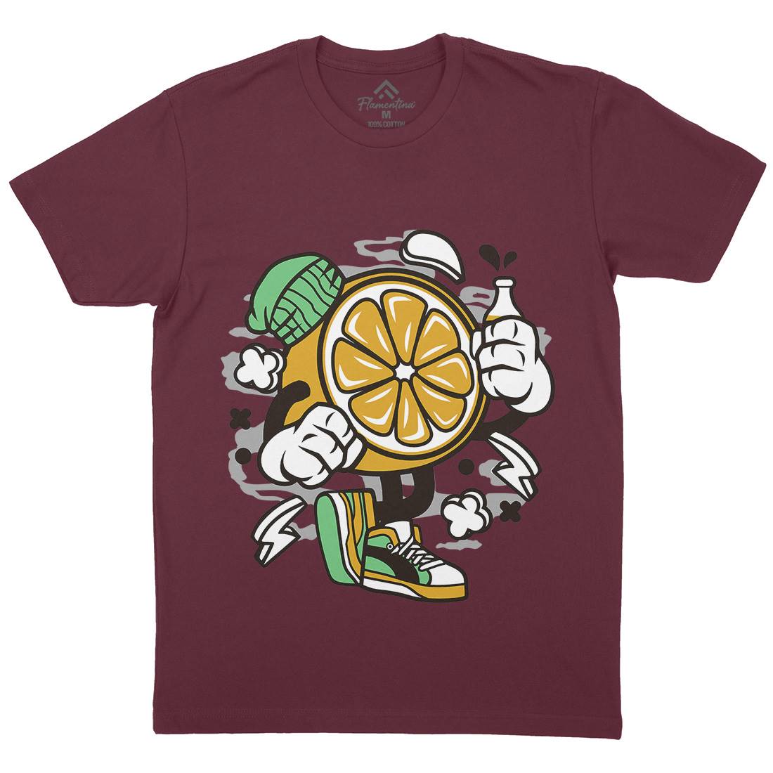 Lemon Mens Organic Crew Neck T-Shirt Food C163