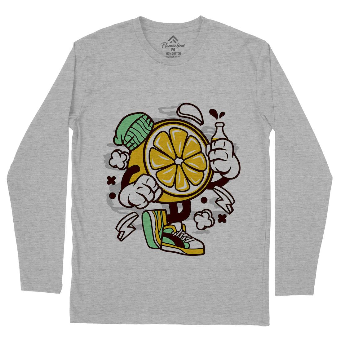 Lemon Mens Long Sleeve T-Shirt Food C163