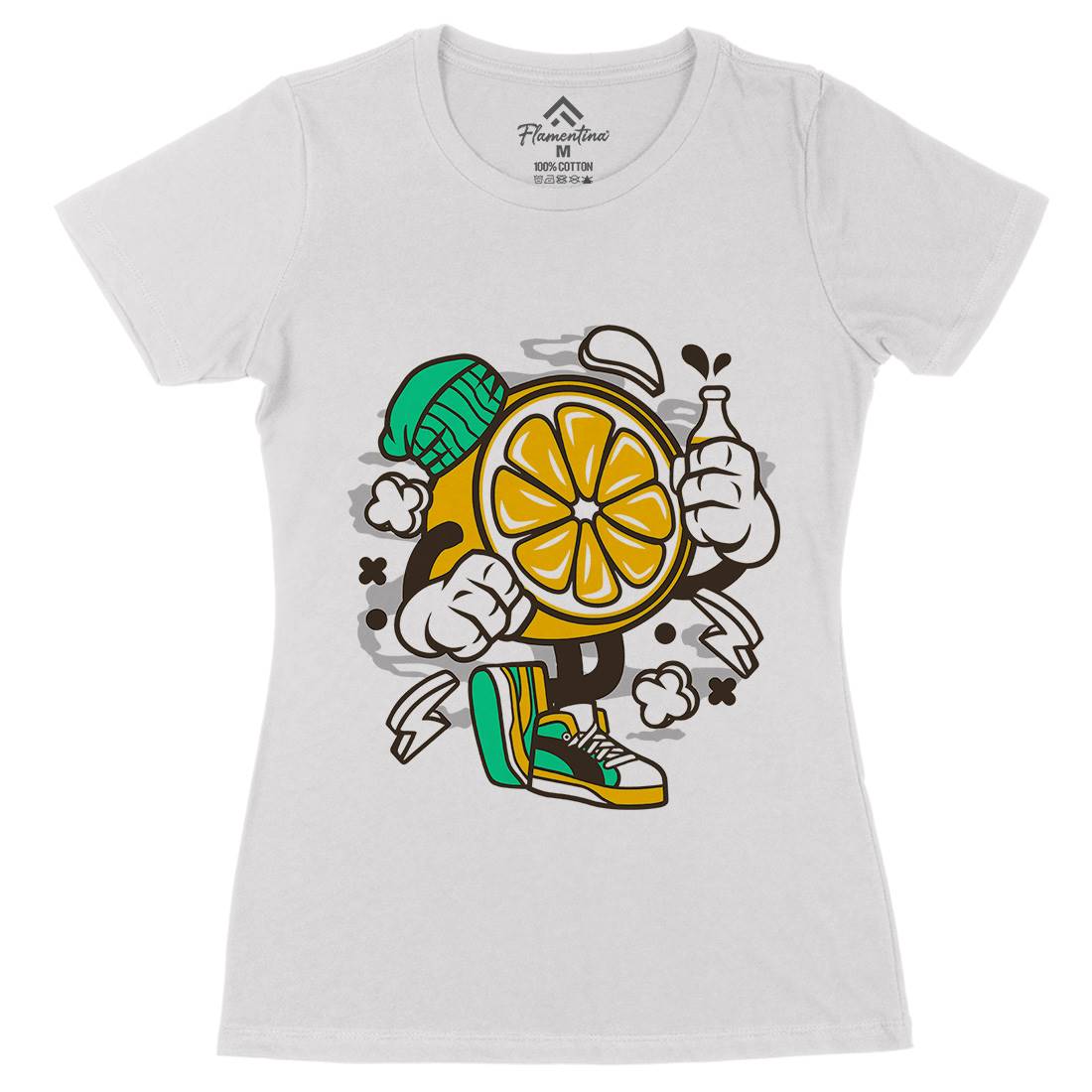 Lemon Womens Organic Crew Neck T-Shirt Food C163