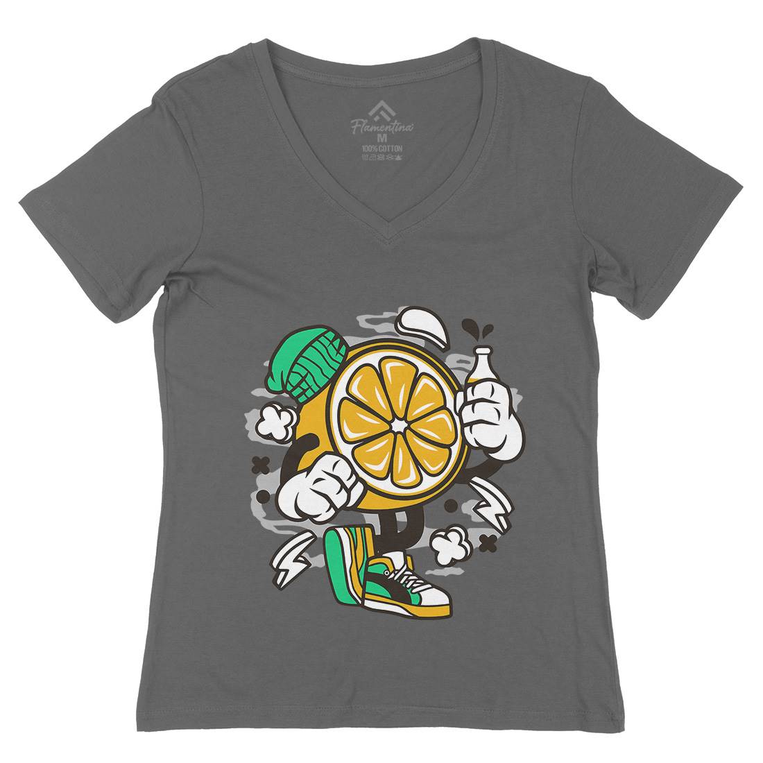 Lemon Womens Organic V-Neck T-Shirt Food C163