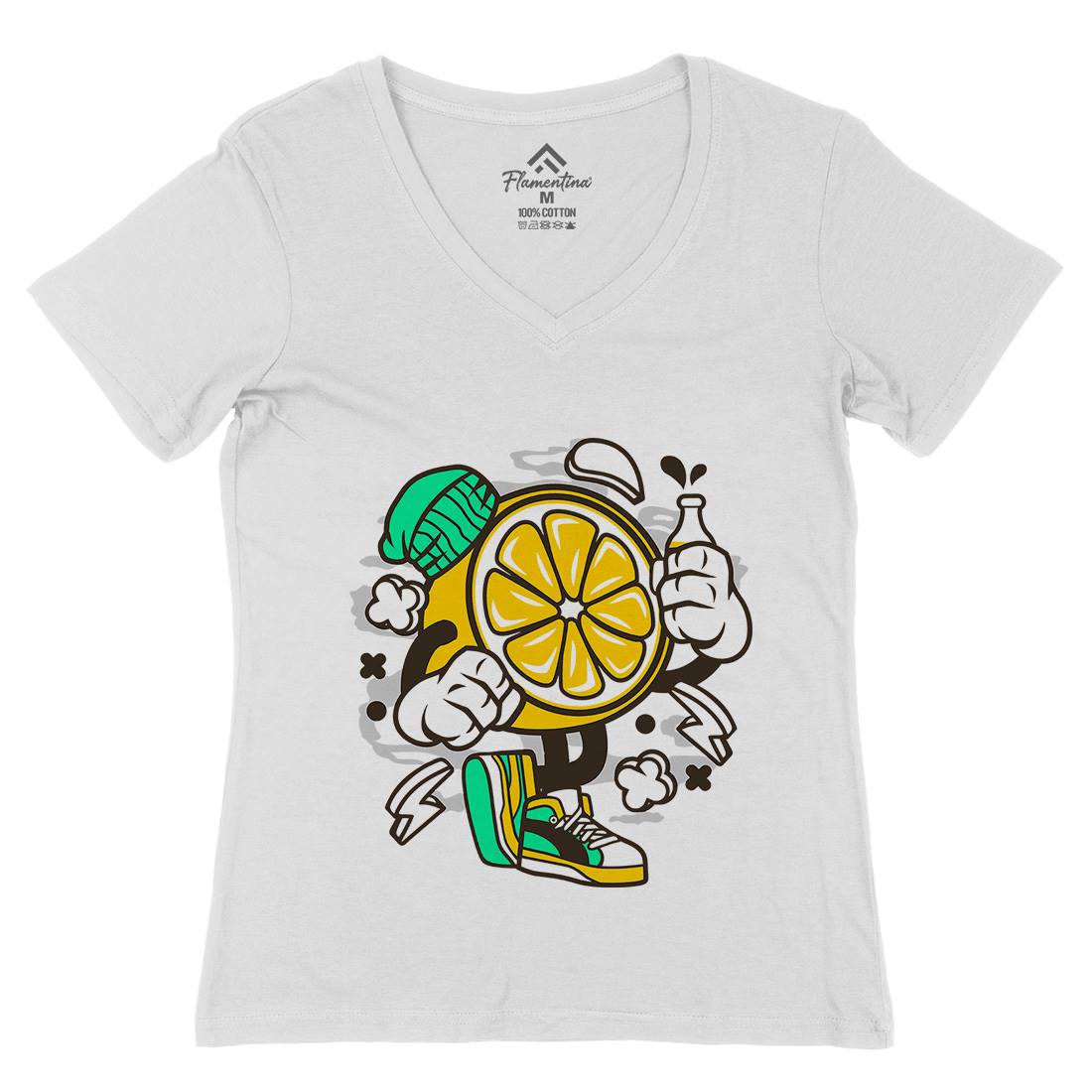 Lemon Womens Organic V-Neck T-Shirt Food C163