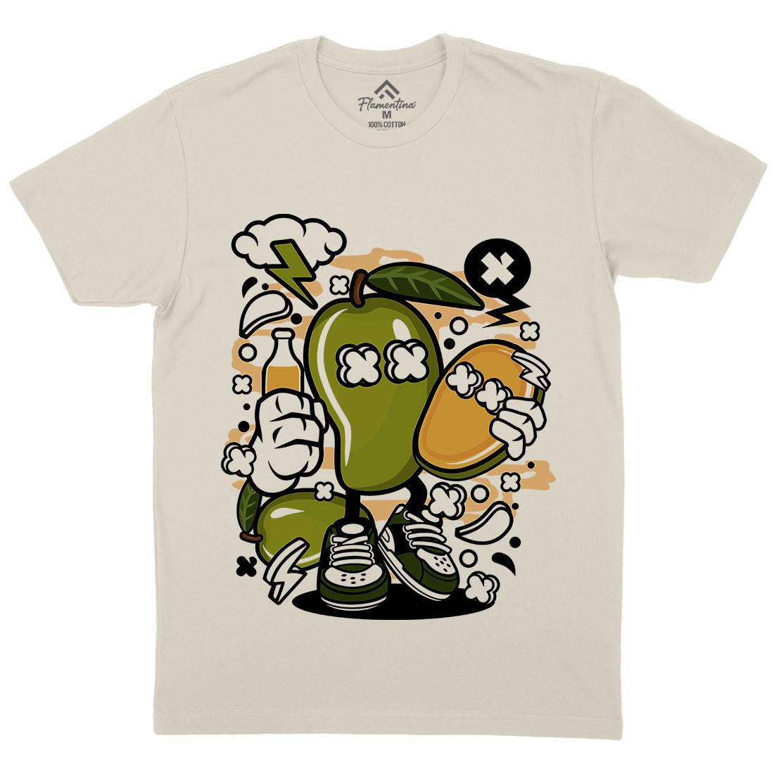 Mango Mens Organic Crew Neck T-Shirt Food C165