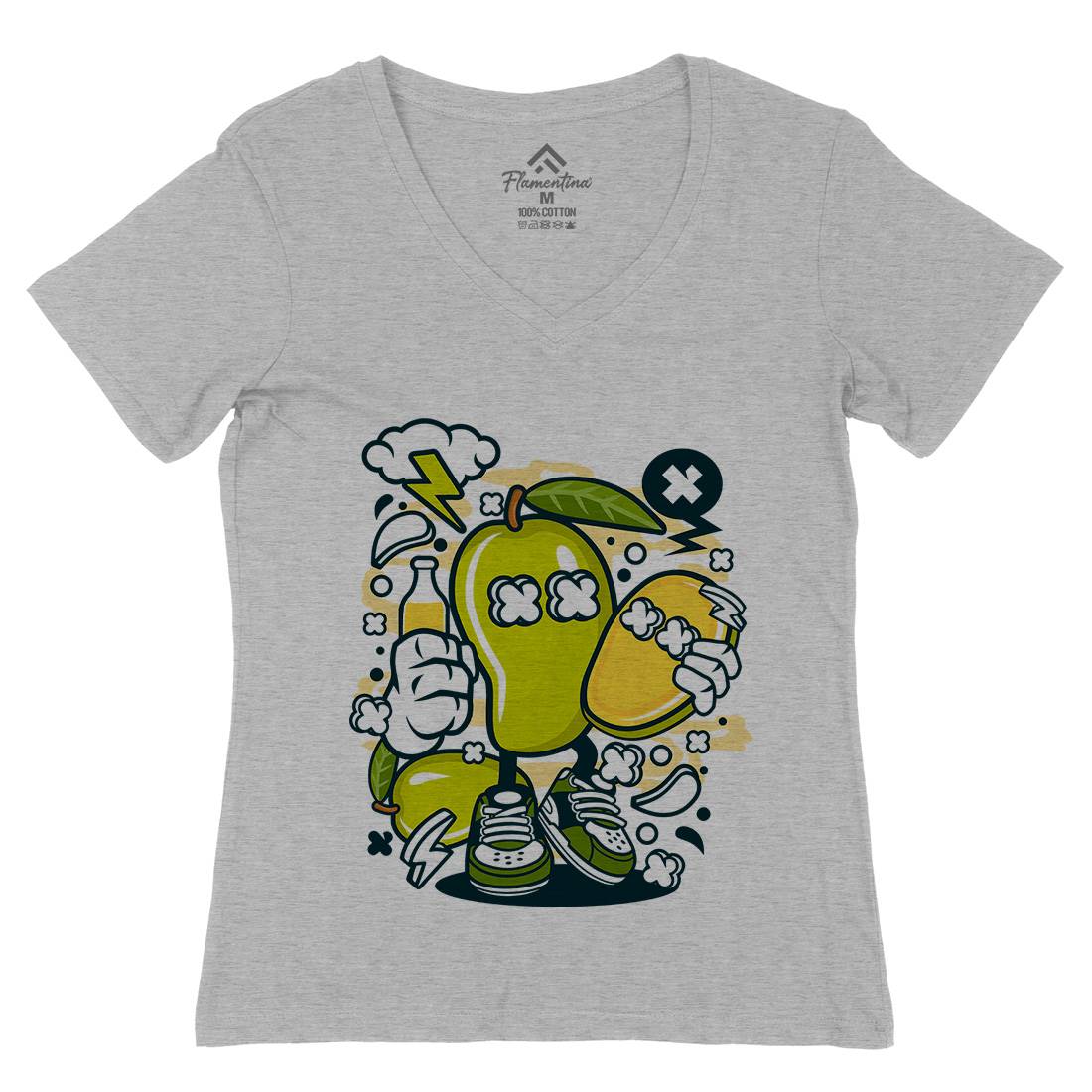 Mango Womens Organic V-Neck T-Shirt Food C165
