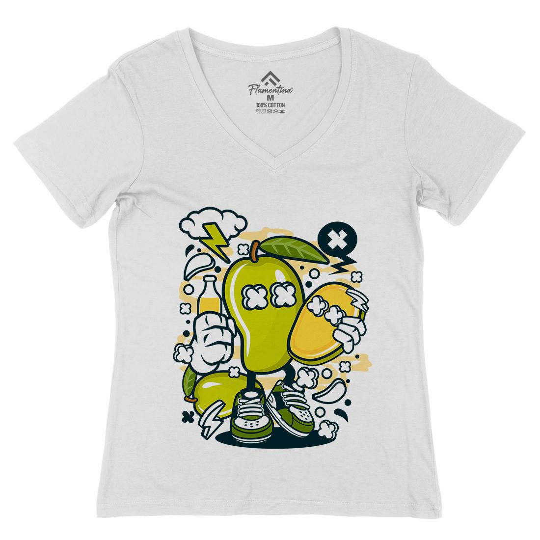Mango Womens Organic V-Neck T-Shirt Food C165