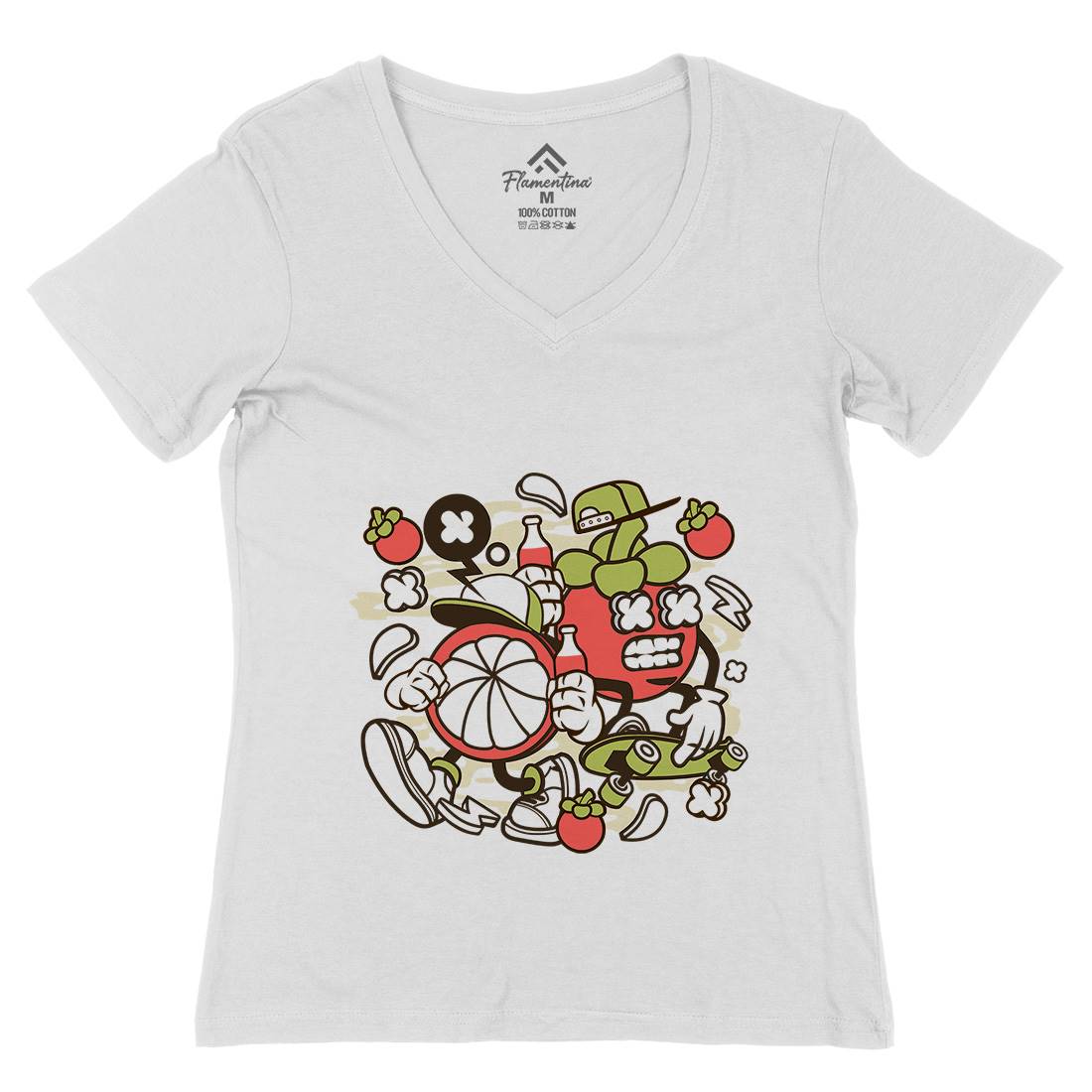 Mangos Teen Womens Organic V-Neck T-Shirt Food C166
