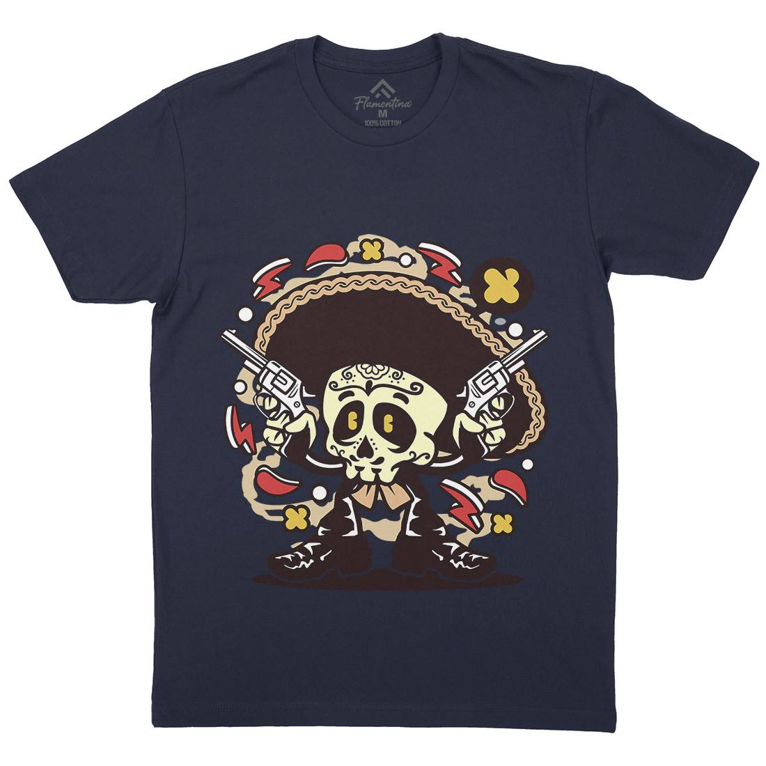 Mariachi Gunner Mens Organic Crew Neck T-Shirt Music C169