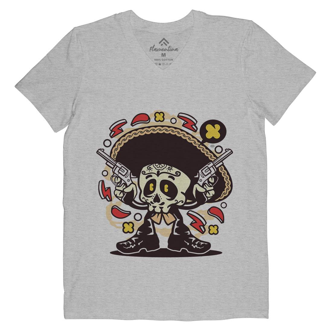 Mariachi Gunner Mens V-Neck T-Shirt Music C169