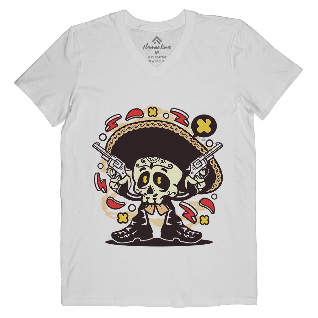 Mariachi Gunner Mens Organic V-Neck T-Shirt Music C169