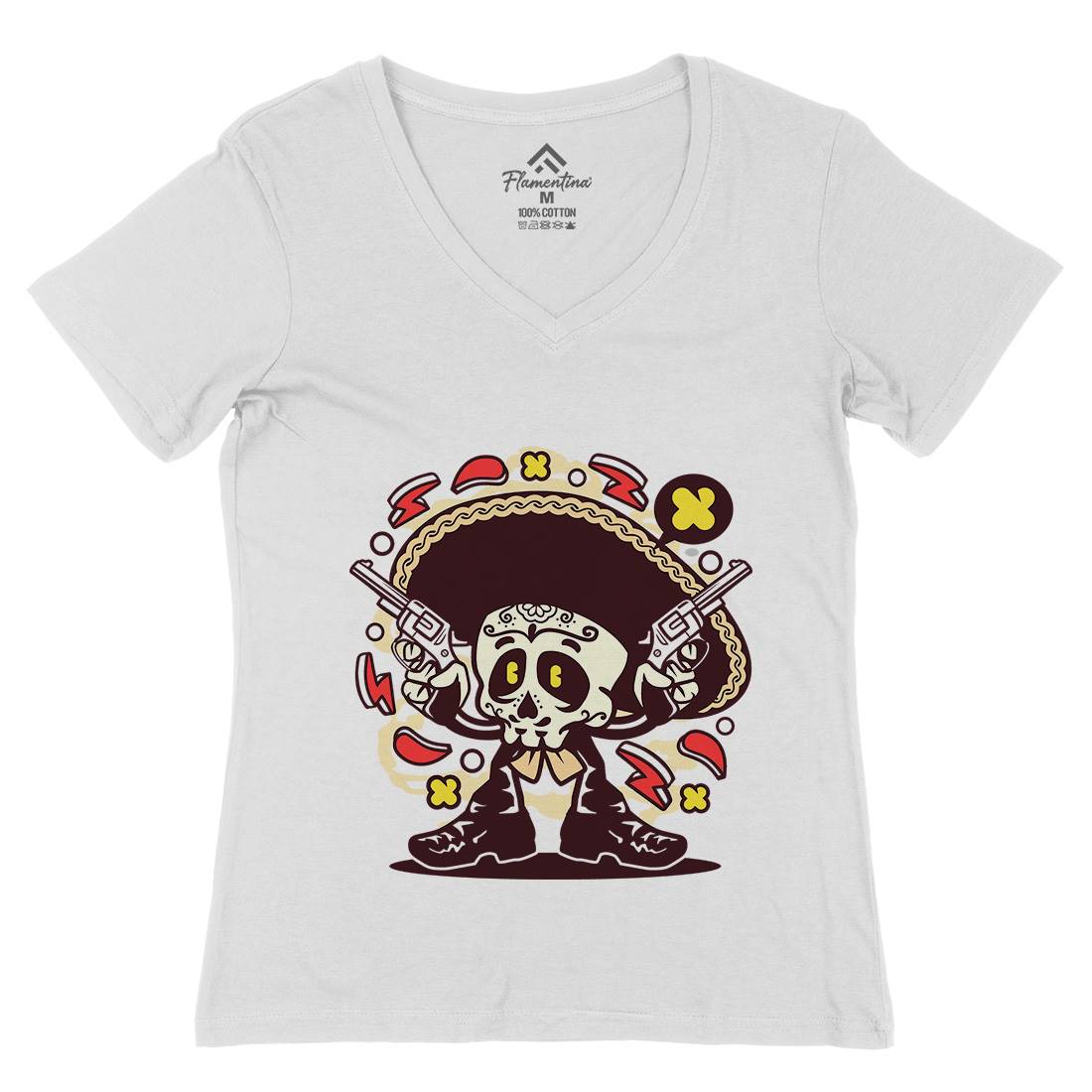 Mariachi Gunner Womens Organic V-Neck T-Shirt Music C169