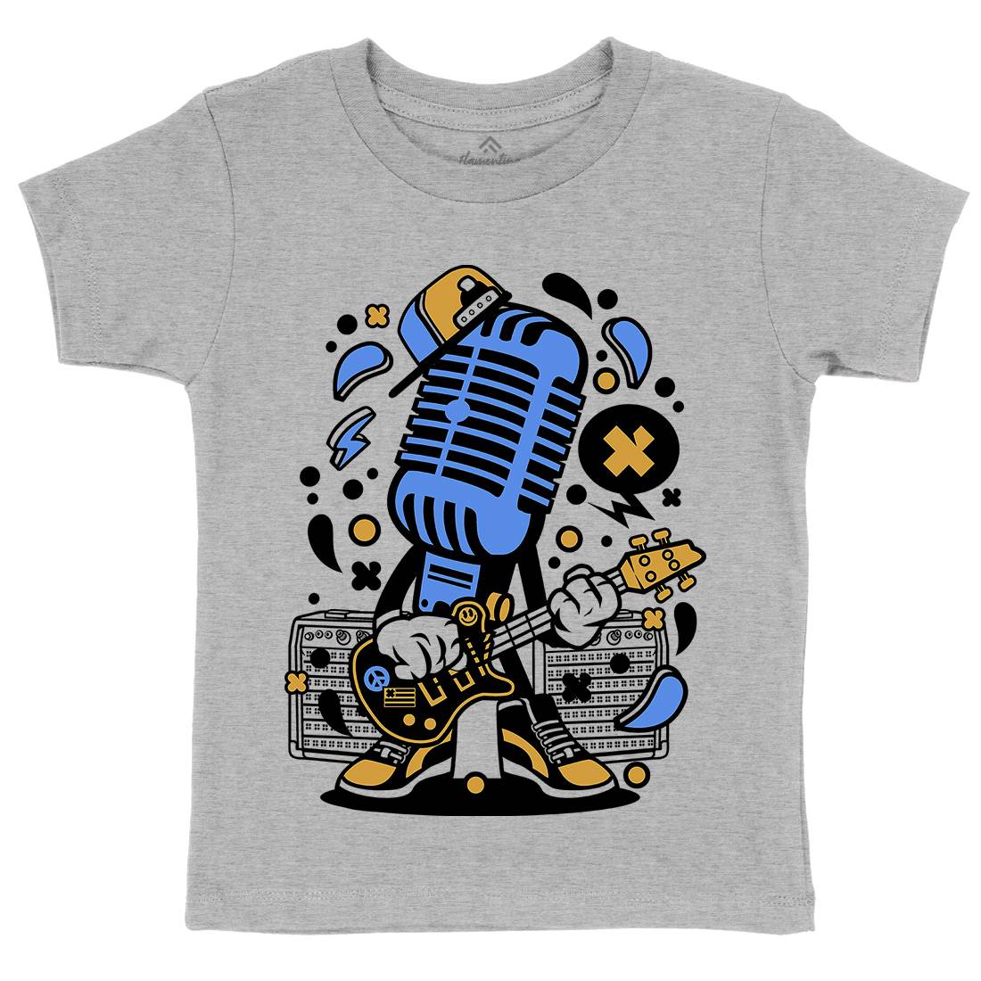 Microphone Rocker Kids Crew Neck T-Shirt Music C170
