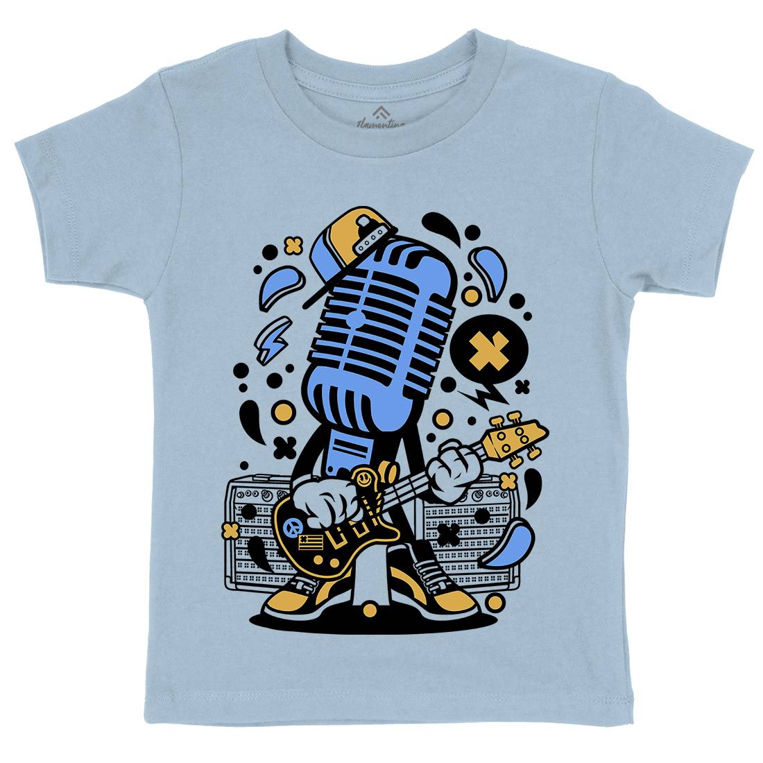 Microphone Rocker Kids Crew Neck T-Shirt Music C170